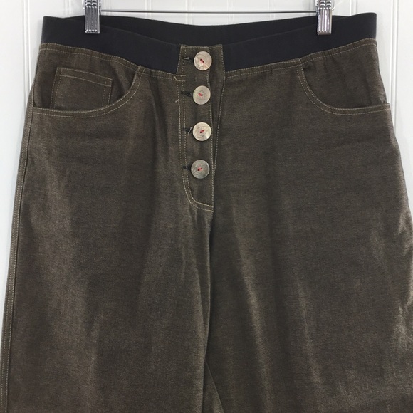 Usindo Brown Pants Floral Embroidered‎ Lagenlook Women Medium Boho Hippie Barrel - Picture 2 of 12